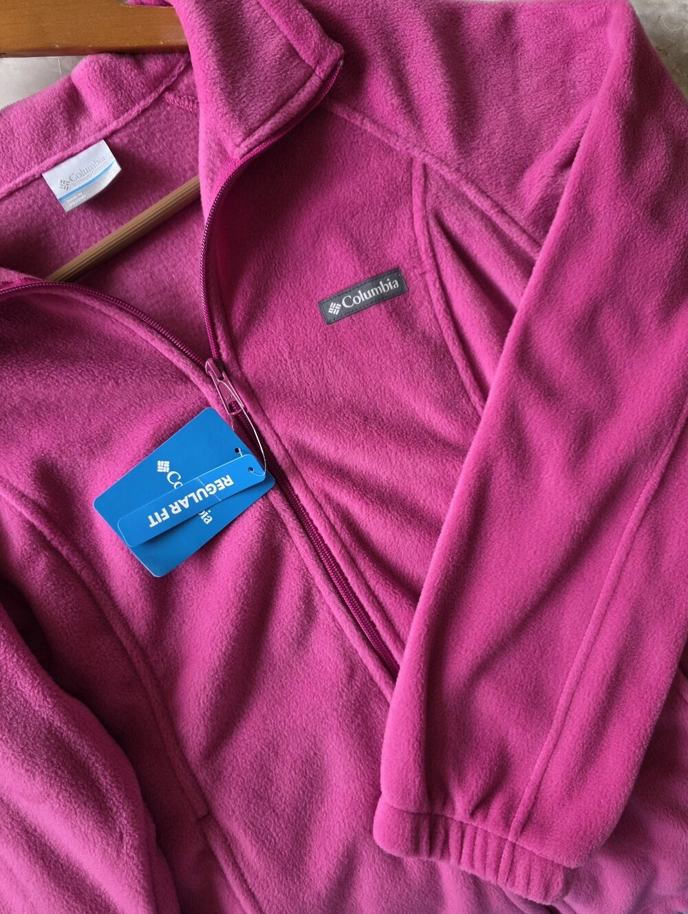 Columbia Benton Springs Full Zip Fleece L Jacket Fuchsia Zip Pockets Gorpcore